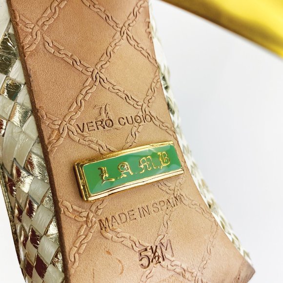 L.A.M.B Gold/White Davi Pumps - Picture 9 of 11